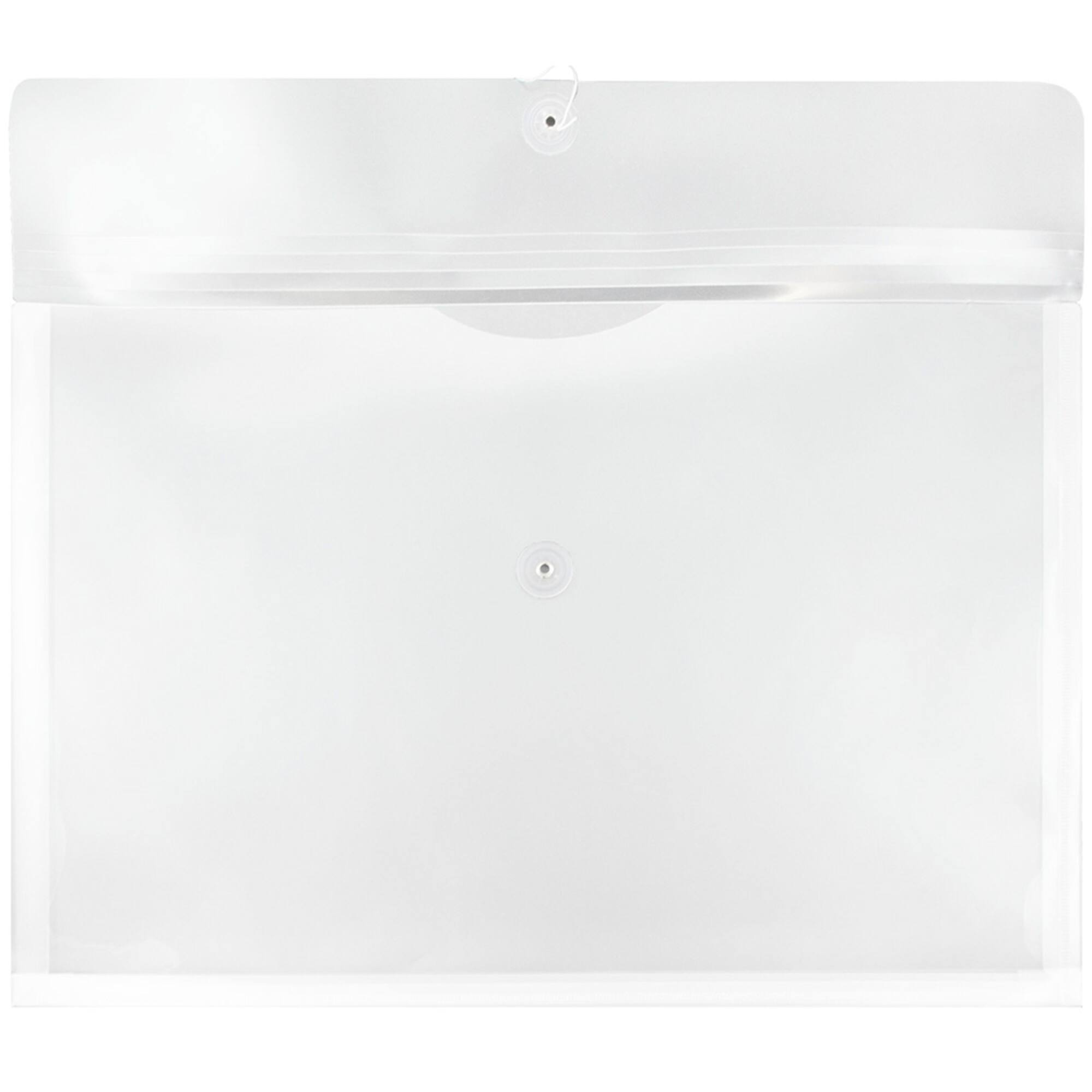 JAM Paper 12" x 18" Clear Plastic Button & String Tie Closure Envelopes, 12ct.